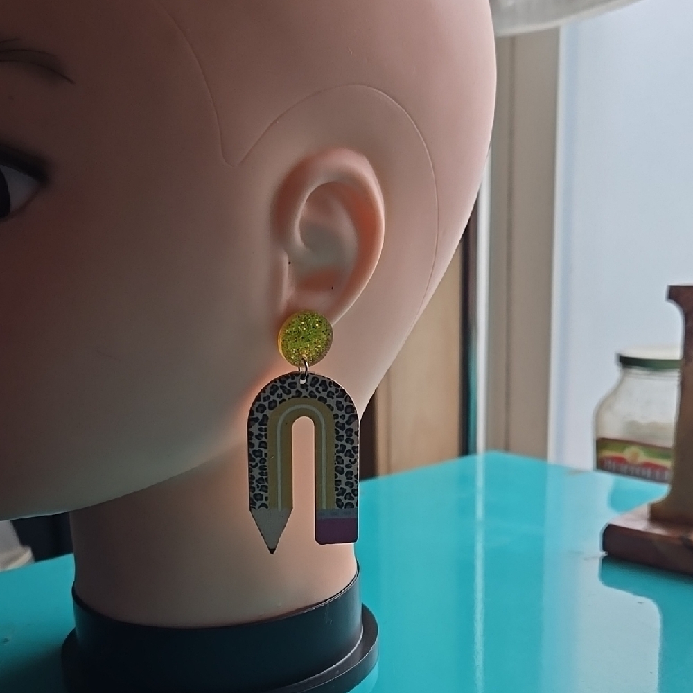 Colorful Arch Earrings with Glitter Stud